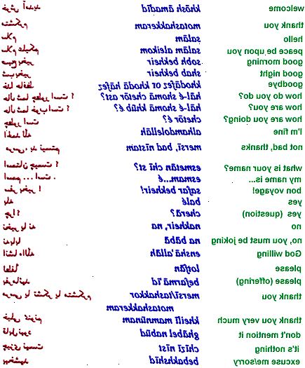 Hvordan lære viktige setninger i perser. Bruk "dorood" eller "salaam" for "hei" og "bedrood" for "farvel".