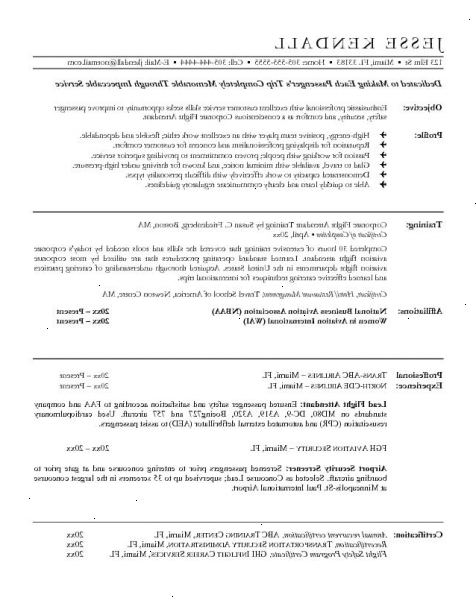 Hvordan skrive en CV for en kabinansatte posisjon. Begynn med ditt navn og kontaktinformasjon.