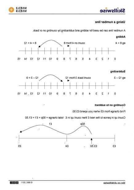 Hvordan du bruker en tallinje. Finn det første tallet i ditt tillegg problemet på tallinja og sette fingeren der.