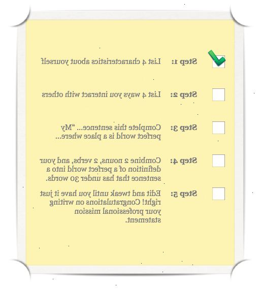 Hvordan skrive en formålsparagraf. Sett til side flere timer eller en hel dag å jobbe på uttalelsen.