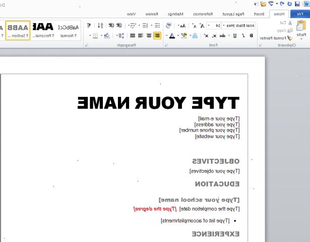 Hvordan lage en CV i Microsoft Word. Velg "nye" fra filmenyen.